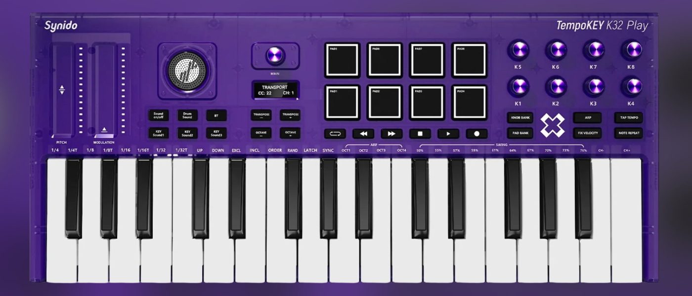 Synido TempoKEY K32 Play: Battery-Powered MIDI Keyboard with Sounds